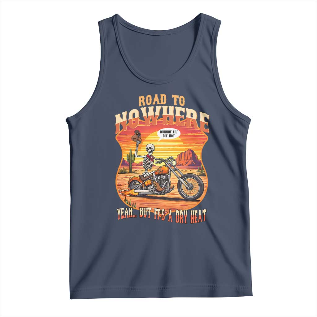 Funny Route Highway 66 Biker Skeleton Tank Top Road To Adventure TS12 Navy Print Your Wear
