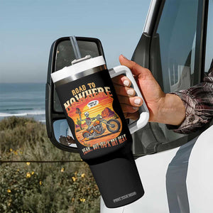 Funny Route Highway 66 Biker Skeleton Tumbler With Handle Road To Adventure TS12 Print Your Wear