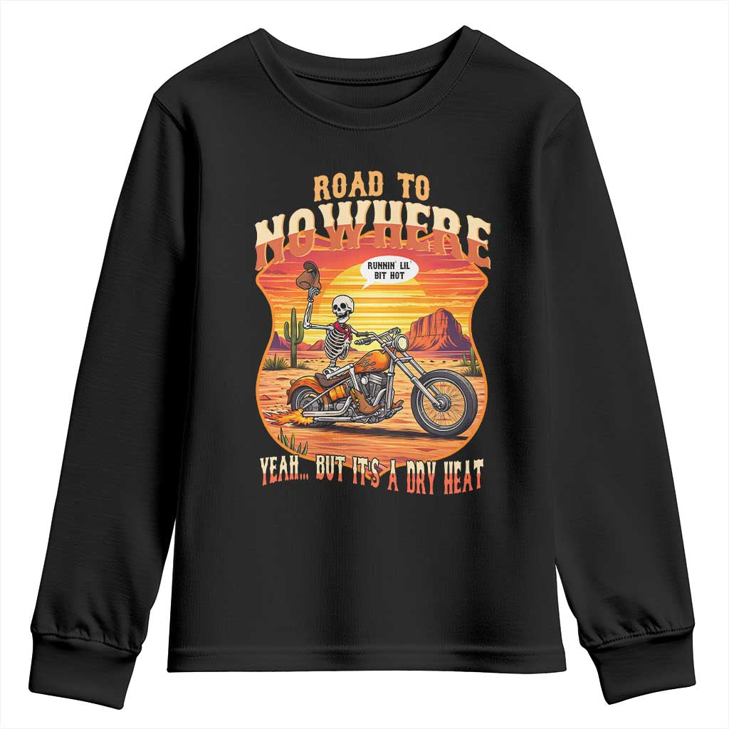 Funny Route Highway 66 Biker Skeleton Youth Sweatshirt Road To Adventure TS12 Black Print Your Wear
