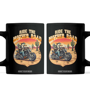 Funny Route Highway 66 Goose Biker Coffee Mug Ride The Mother Road TS12 Black Print Your Wear