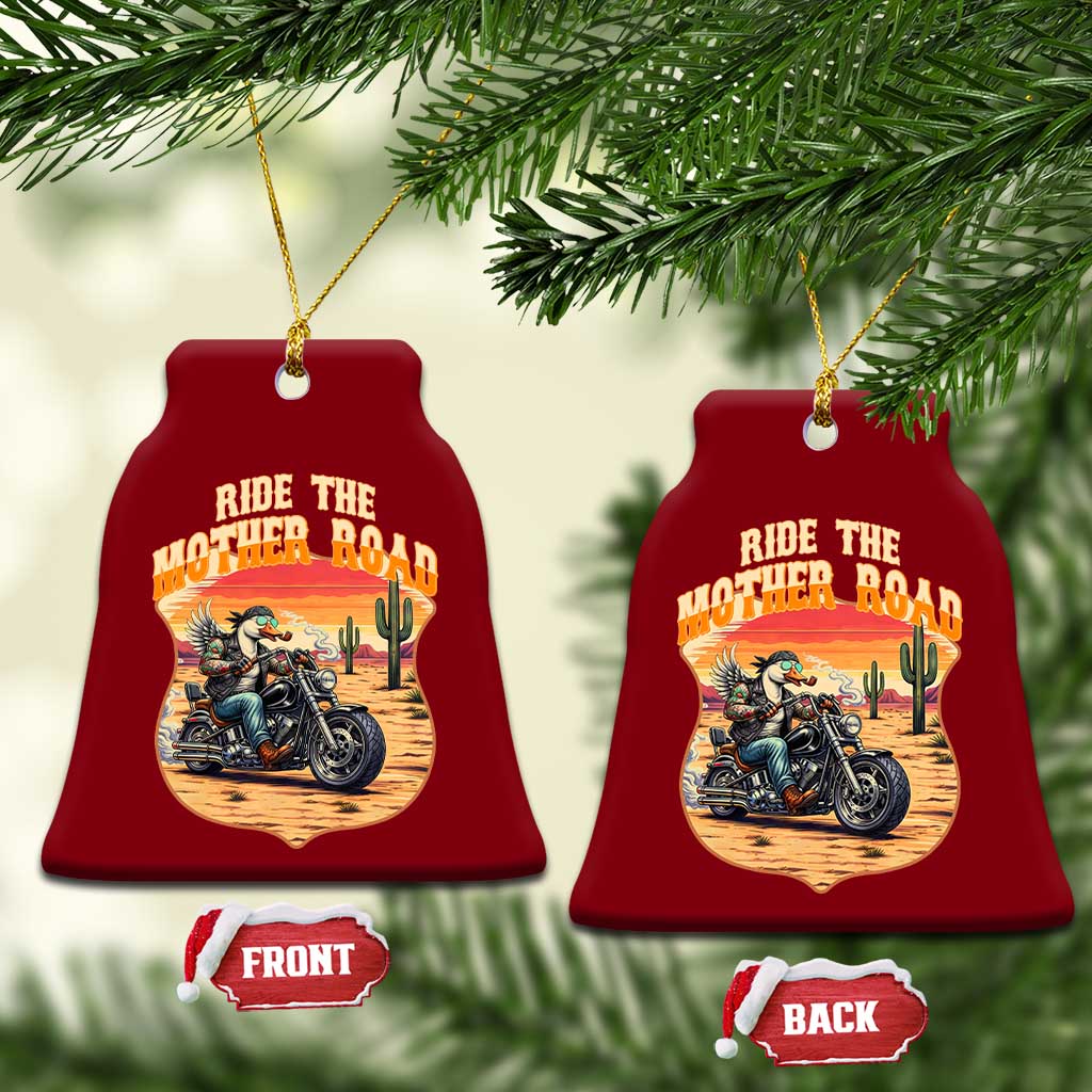 Funny Route Highway 66 Goose Biker Ceramic Ornament Ride The Mother Road TS12 Print Your Wear