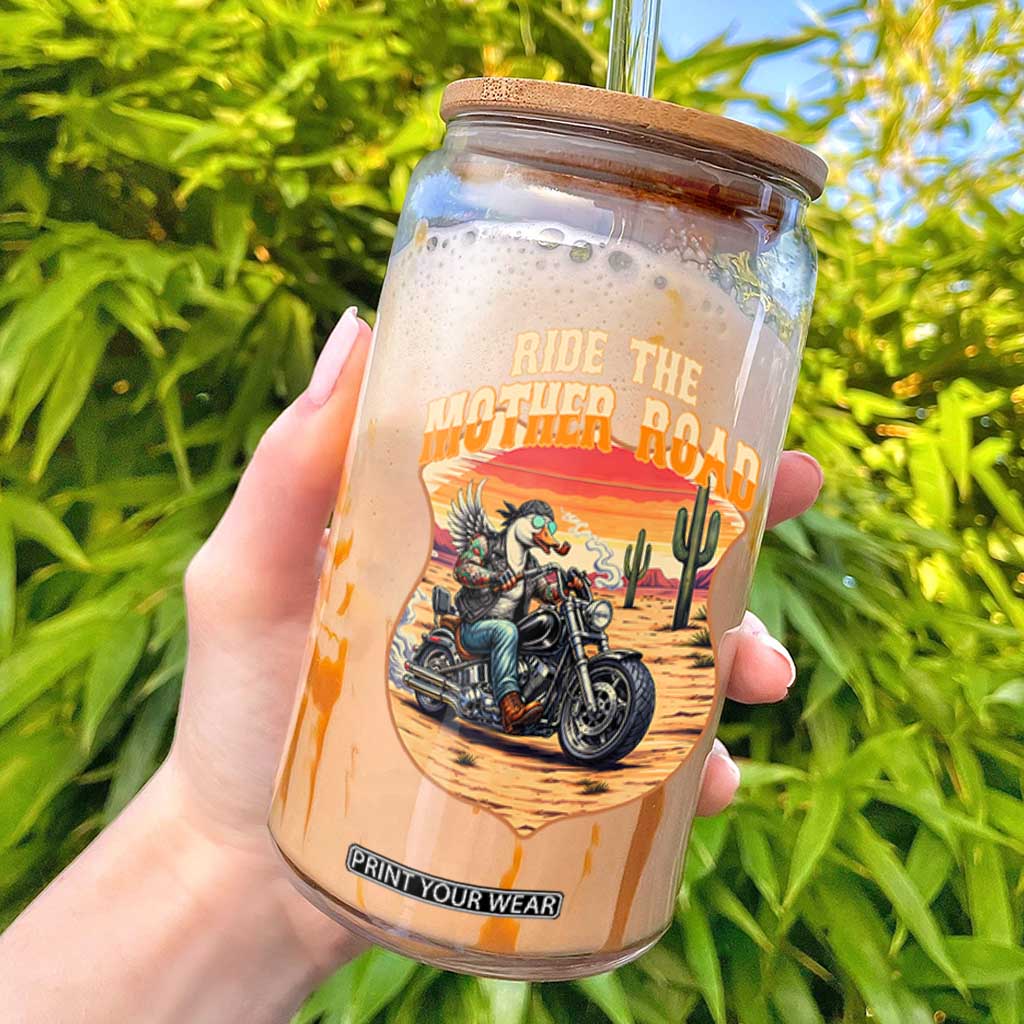 Funny Route Highway 66 Goose Biker Glass Can Ride The Mother Road TS12 Black Print Your Wear