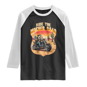 Funny Route Highway 66 Goose Biker Raglan Shirt Ride The Mother Road TS12 Black White Print Your Wear