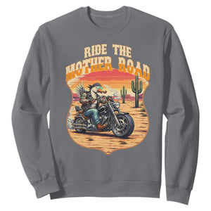 Funny Route Highway 66 Goose Biker Sweatshirt Ride The Mother Road TS12 Charcoal Print Your Wear