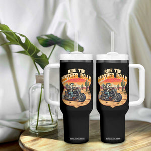 Funny Route Highway 66 Goose Biker Tumbler With Handle Ride The Mother Road TS12 Print Your Wear