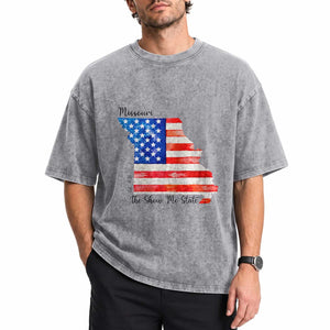 The Show Me State Est 1821 Washed Cotton T-Shirt Proud Missourian Gift