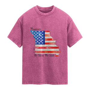 The Show Me State Est 1821 Washed Cotton T-Shirt Proud Missourian Gift
