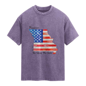 The Show Me State Est 1821 Washed Cotton T-Shirt Proud Missourian Gift