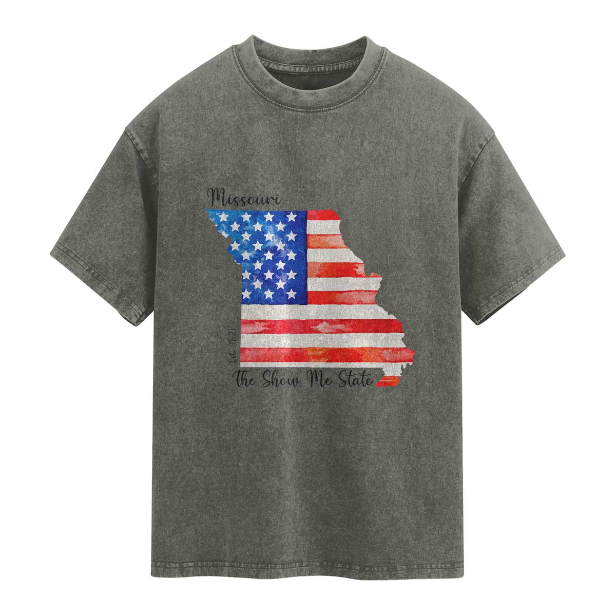 The Show Me State Est 1821 Washed Cotton T-Shirt Proud Missourian Gift