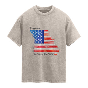 The Show Me State Est 1821 Washed Cotton T-Shirt Proud Missourian Gift