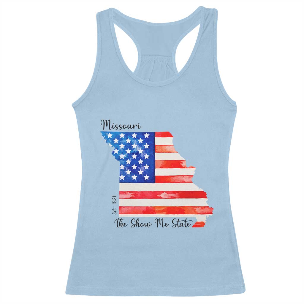 The Show Me State Est 1821 Racerback Tank Top Proud Missourian Gift TS12 Light Blue Print Your Wear