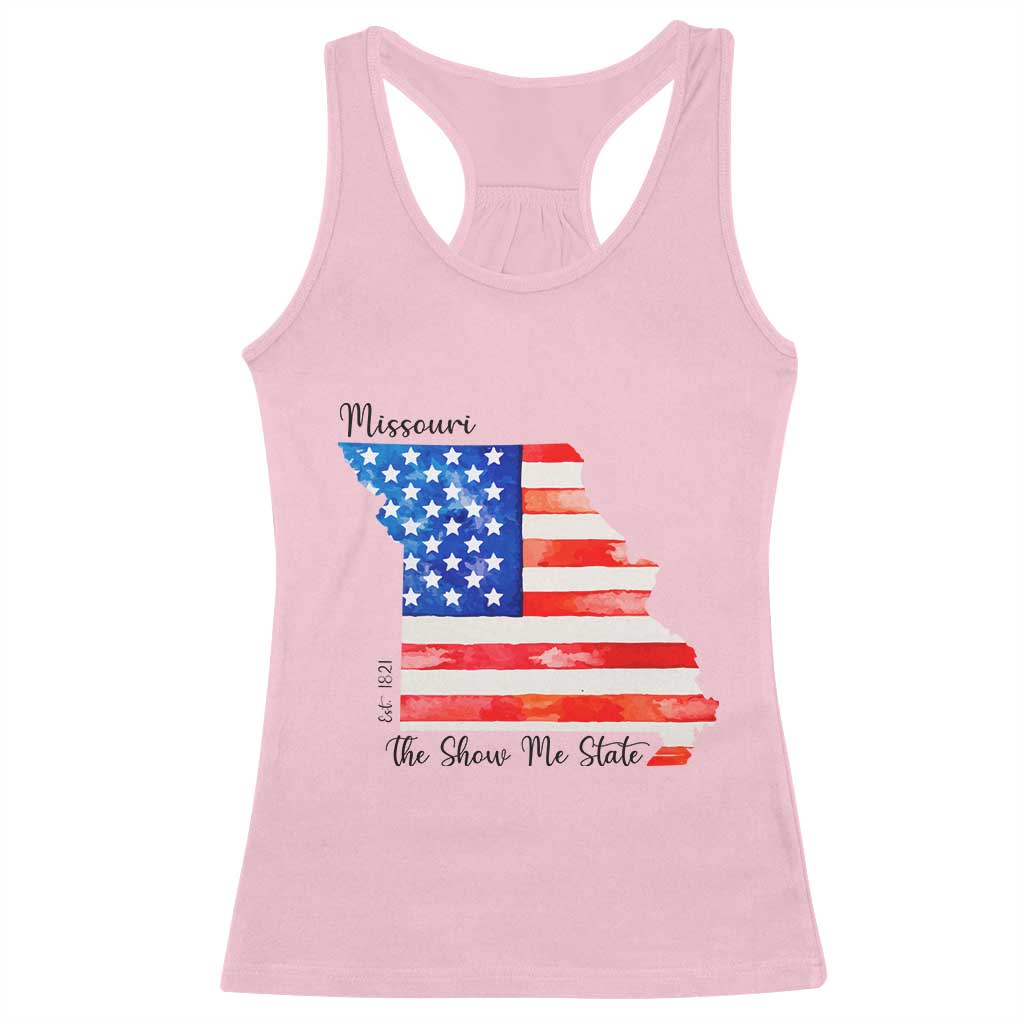 The Show Me State Est 1821 Racerback Tank Top Proud Missourian Gift TS12 Light Pink Print Your Wear