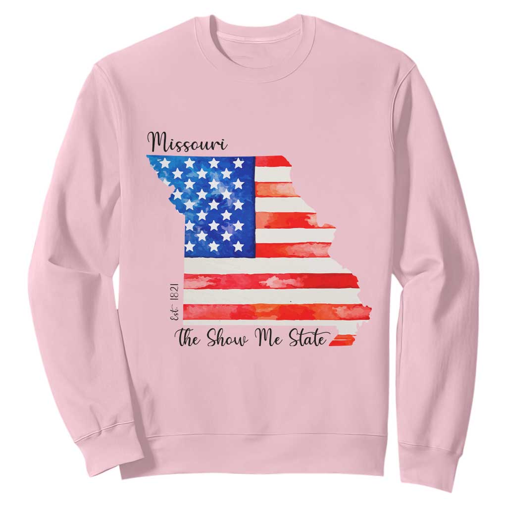 The Show Me State Est 1821 Sweatshirt Proud Missourian Gift TS12 Light Pink Print Your Wear