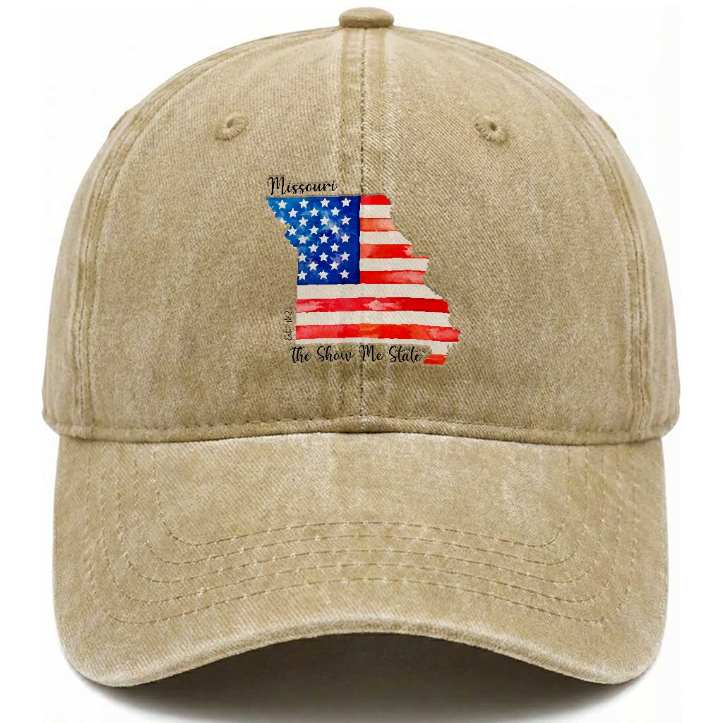 The Show Me State Est 1821 Washed Cotton Baseball Cap Proud Missourian Gift TS12 Print Your Wear