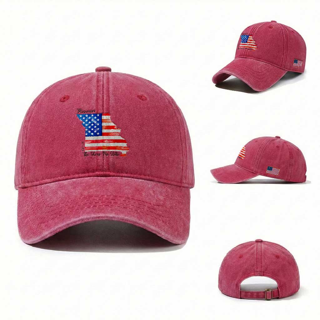 The Show Me State Est 1821 Washed Cotton Baseball Cap Proud Missourian Gift TS12 Washed Cap Universal Fit Red Print Your Wear