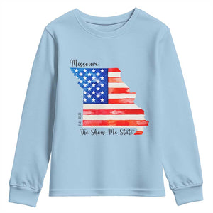 The Show Me State Est 1821 Youth Sweatshirt Proud Missourian Gift TS12 Light Blue Print Your Wear