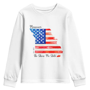 The Show Me State Est 1821 Youth Sweatshirt Proud Missourian Gift TS12 White Print Your Wear