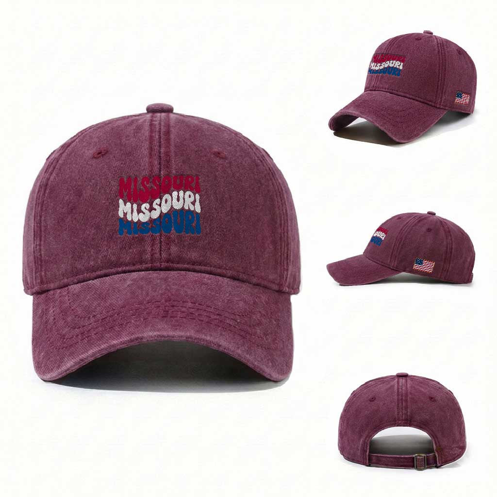 The Show Me State Pride Washed Cotton Baseball Cap Gift For Missouri Lovers TS12 Washed Cap Universal Fit Burgundy Print Your Wear
