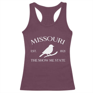 Vintage Blue Bird Missouri Racerback Tank Top The Show Me State Pride TS12 Maroon Print Your Wear