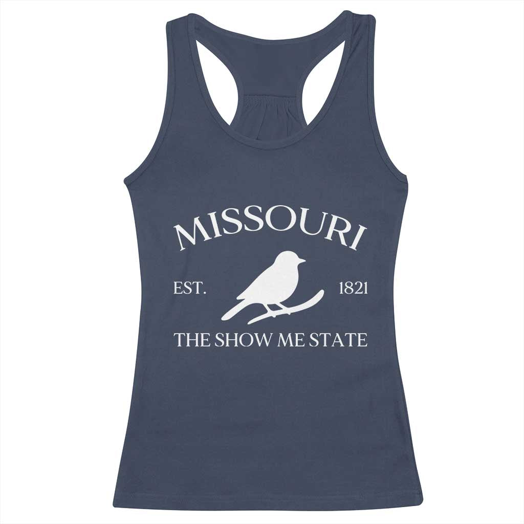Vintage Blue Bird Missouri Racerback Tank Top The Show Me State Pride TS12 Navy Print Your Wear