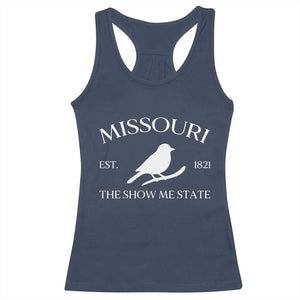 Vintage Blue Bird Missouri Racerback Tank Top The Show Me State Pride TS12 Navy Print Your Wear