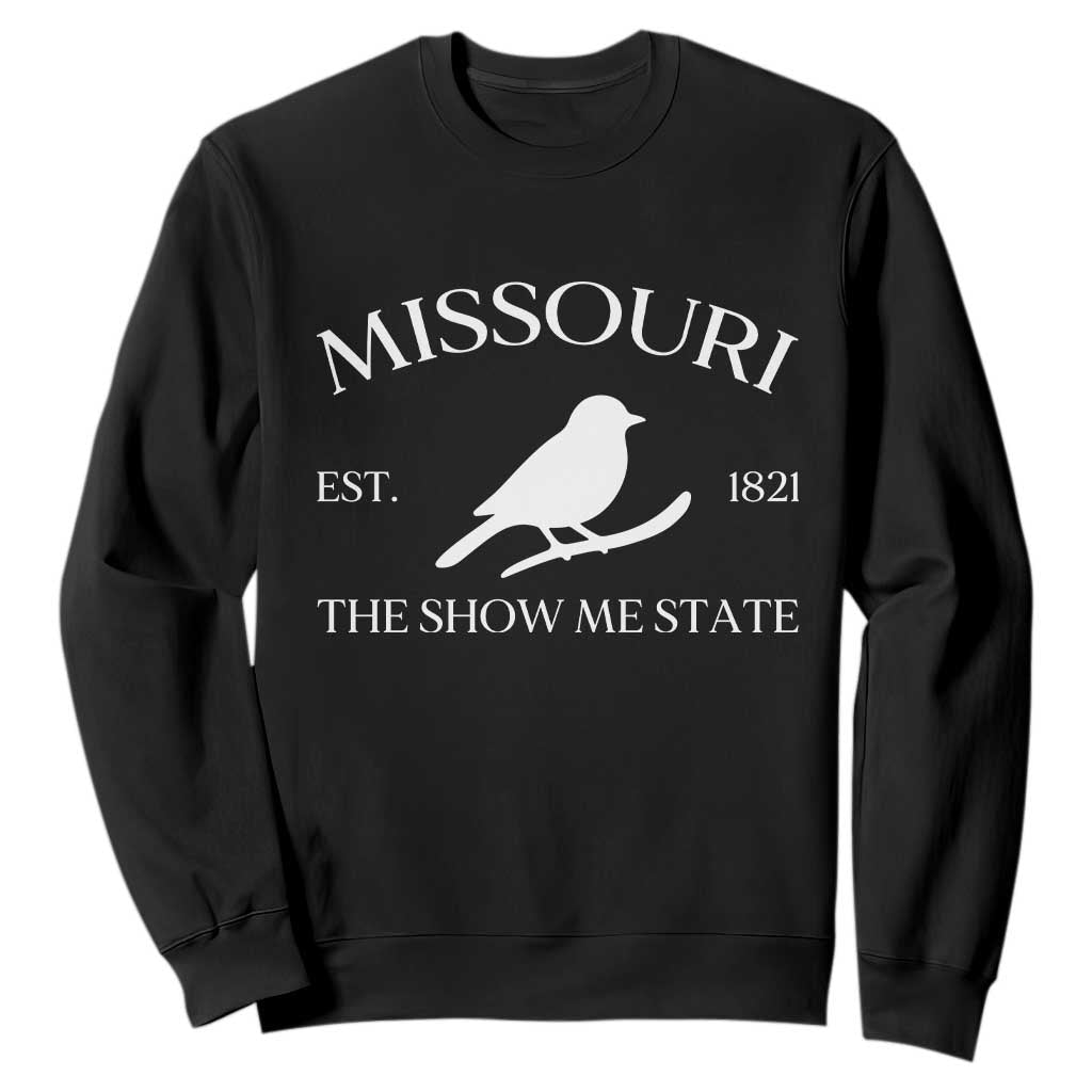 Vintage Blue Bird Missouri Sweatshirt The Show Me State Pride TS12 Black Print Your Wear