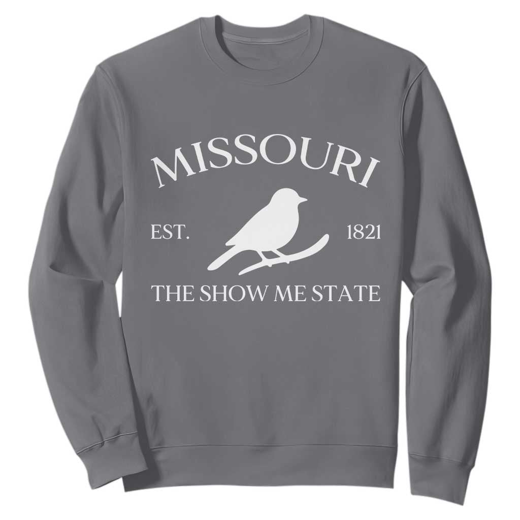 Vintage Blue Bird Missouri Sweatshirt The Show Me State Pride TS12 Charcoal Print Your Wear