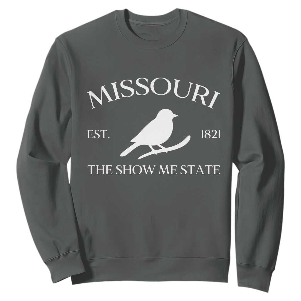 Vintage Blue Bird Missouri Sweatshirt The Show Me State Pride TS12 Dark Heather Print Your Wear