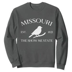 Vintage Blue Bird Missouri Sweatshirt The Show Me State Pride TS12 Dark Heather Print Your Wear