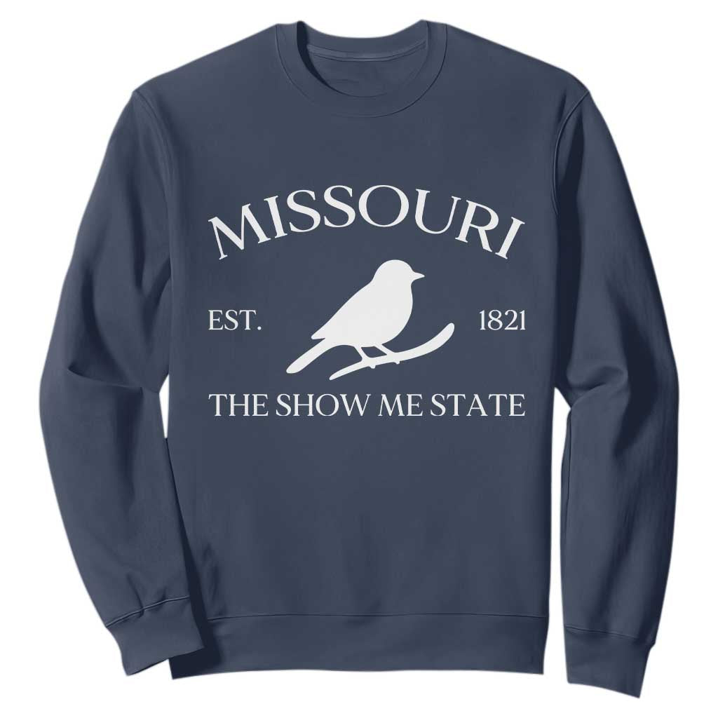 Vintage Blue Bird Missouri Sweatshirt The Show Me State Pride TS12 Navy Print Your Wear