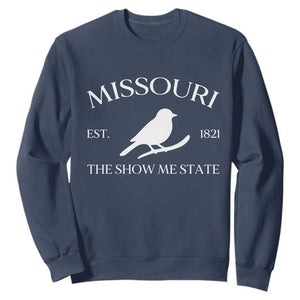 Vintage Blue Bird Missouri Sweatshirt The Show Me State Pride TS12 Navy Print Your Wear
