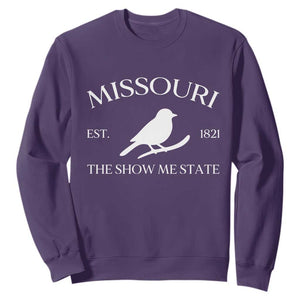 Vintage Blue Bird Missouri Sweatshirt The Show Me State Pride TS12 Purple Print Your Wear