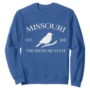 Vintage Blue Bird Missouri Sweatshirt The Show Me State Pride TS12 Royal Blue Print Your Wear