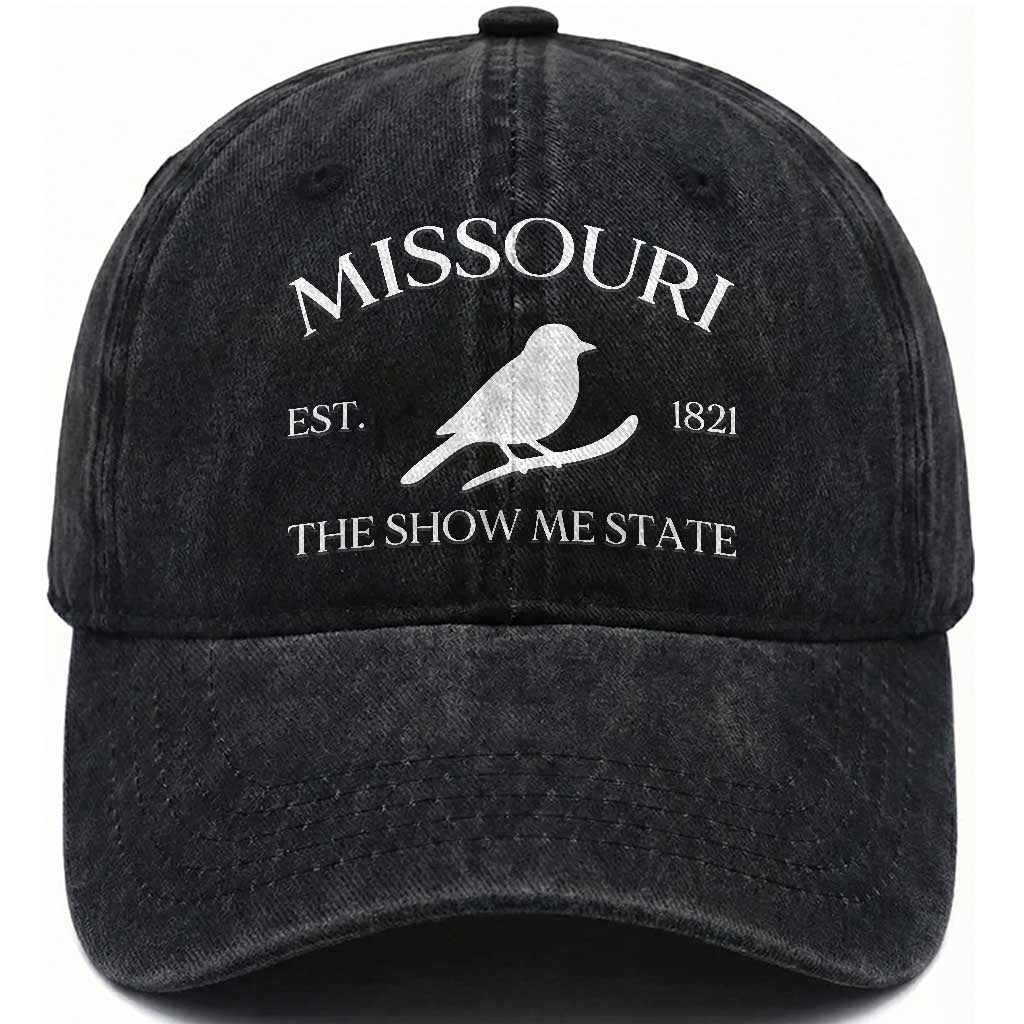 Vintage Blue Bird Missouri Washed Cotton Baseball Cap The Show Me State Pride TS12 Print Your Wear