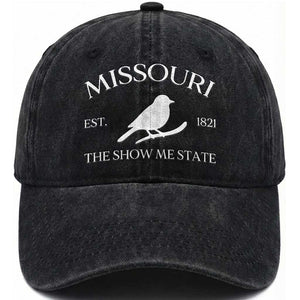 Vintage Blue Bird Missouri Washed Cotton Baseball Cap The Show Me State Pride TS12 Print Your Wear