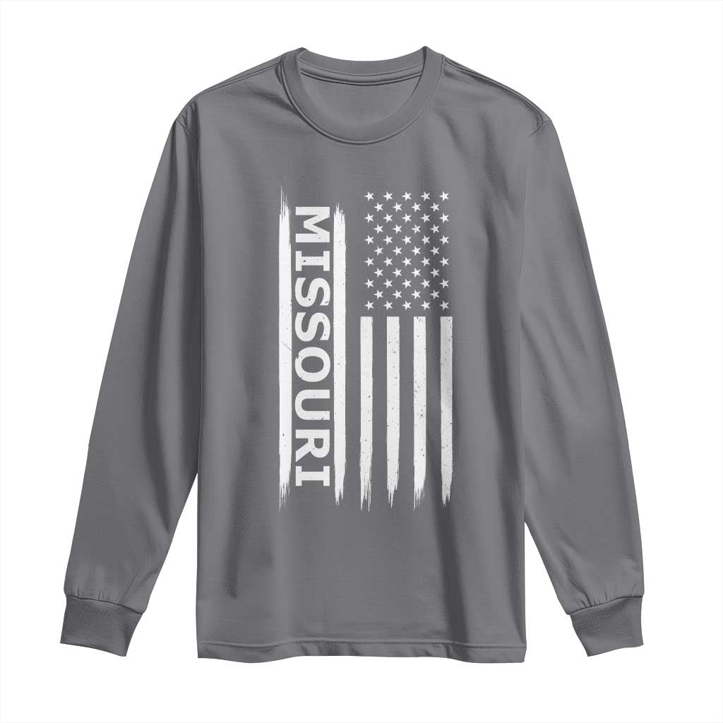 USA Flag Missouri State Pride Long Sleeve Shirt Missourian Pride TS12 Charcoal Print Your Wear