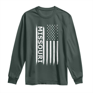 USA Flag Missouri State Pride Long Sleeve Shirt Missourian Pride TS12 Dark Forest Green Print Your Wear