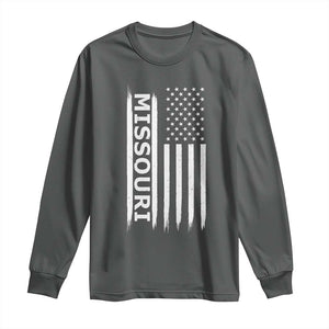 USA Flag Missouri State Pride Long Sleeve Shirt Missourian Pride TS12 Dark Heather Print Your Wear