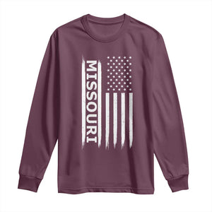 USA Flag Missouri State Pride Long Sleeve Shirt Missourian Pride TS12 Maroon Print Your Wear