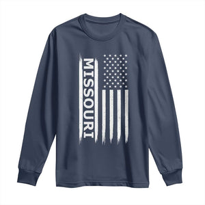USA Flag Missouri State Pride Long Sleeve Shirt Missourian Pride TS12 Navy Print Your Wear
