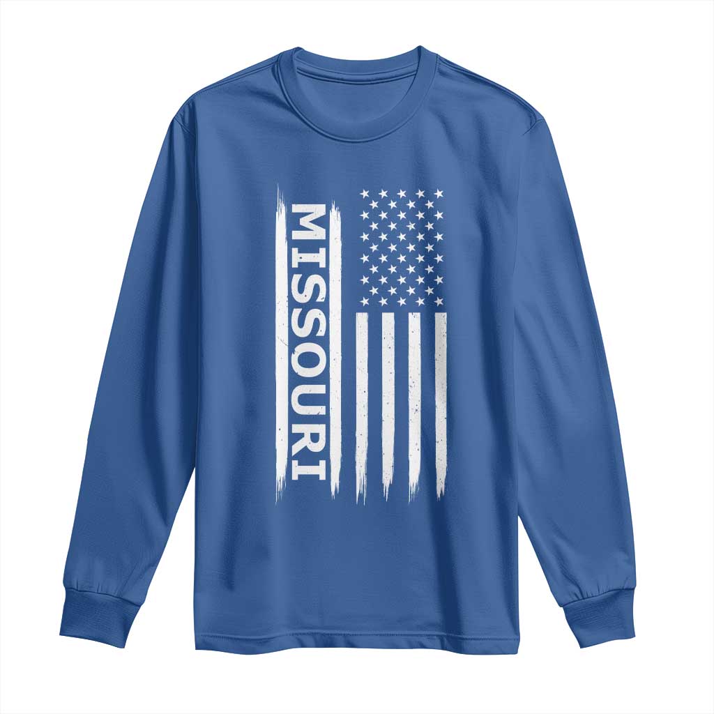 USA Flag Missouri State Pride Long Sleeve Shirt Missourian Pride TS12 Royal Blue Print Your Wear