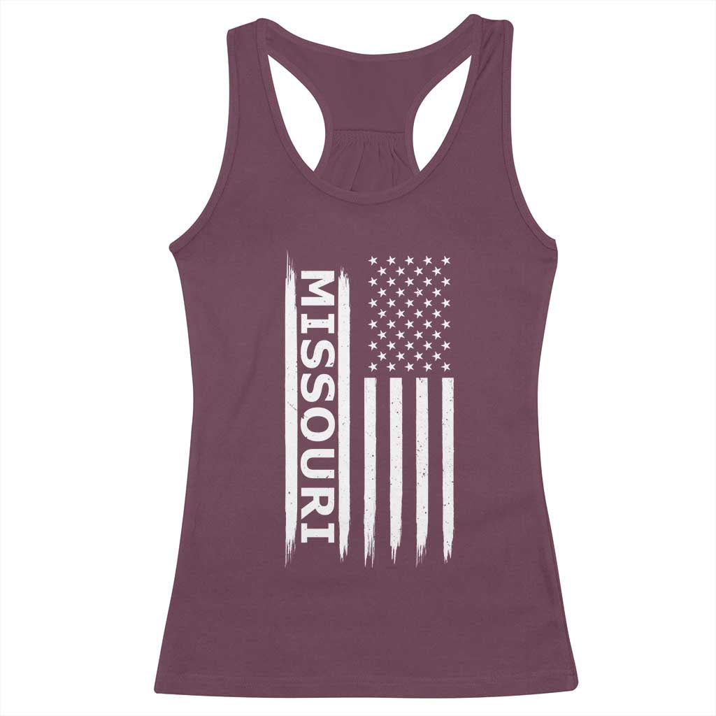 USA Flag Missouri State Pride Racerback Tank Top Missourian Pride TS12 Maroon Print Your Wear