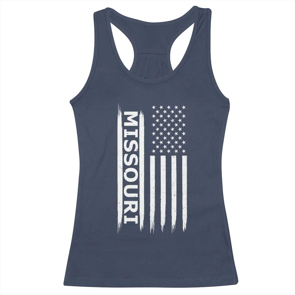 USA Flag Missouri State Pride Racerback Tank Top Missourian Pride TS12 Navy Print Your Wear