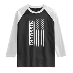 USA Flag Missouri State Pride Raglan Shirt Missourian Pride TS12 Black White Print Your Wear