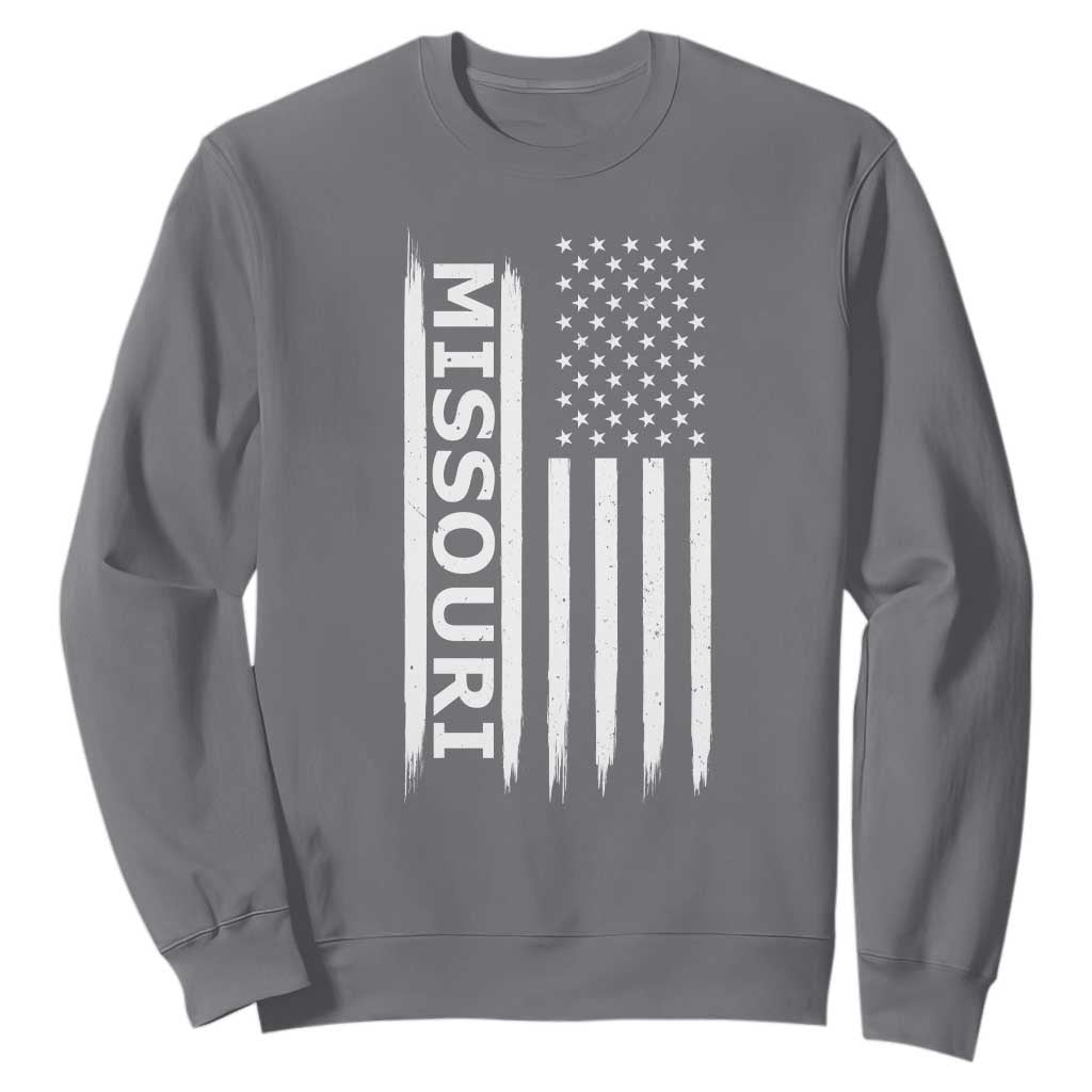 USA Flag Missouri State Pride Sweatshirt Missourian Pride TS12 Charcoal Print Your Wear