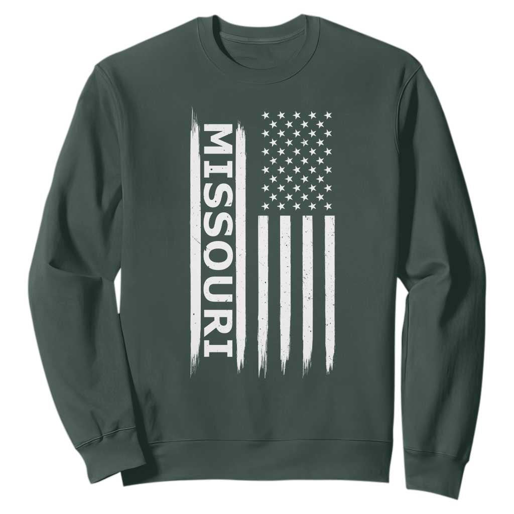 USA Flag Missouri State Pride Sweatshirt Missourian Pride TS12 Dark Forest Green Print Your Wear