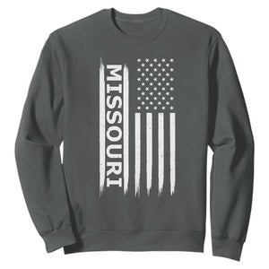 USA Flag Missouri State Pride Sweatshirt Missourian Pride TS12 Dark Heather Print Your Wear