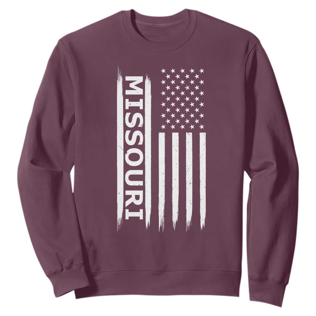 USA Flag Missouri State Pride Sweatshirt Missourian Pride TS12 Maroon Print Your Wear