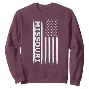USA Flag Missouri State Pride Sweatshirt Missourian Pride TS12 Maroon Print Your Wear