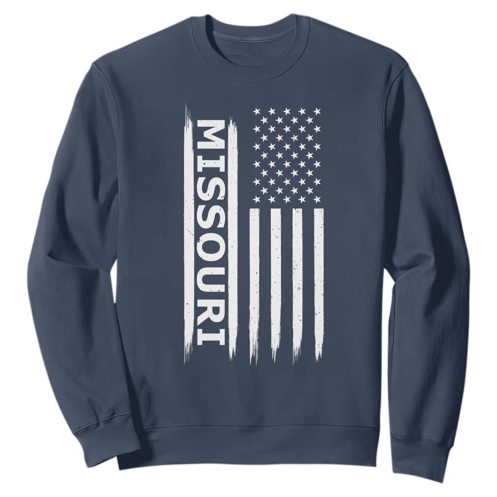 USA Flag Missouri State Pride Sweatshirt Missourian Pride TS12 Navy Print Your Wear